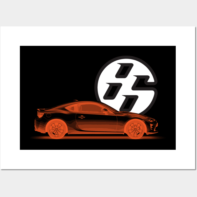 GT86 Body Black Orange Wall Art by CharlieCreator